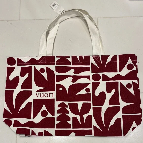 NWT Vuori Burgundy / White Graphic Tote - Picture 4 of 8